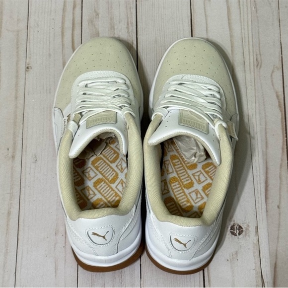 Puma California Exotic Leather Whisper‎ White/Puma White/Gold Sneaker Sz 8.5 Wmn - Picture 8 of 10